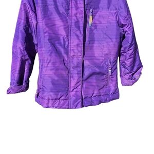 Girls Snow Jacket Champion Purple Sz 4/5 Zippered Pockets Warm Ski Snowboard